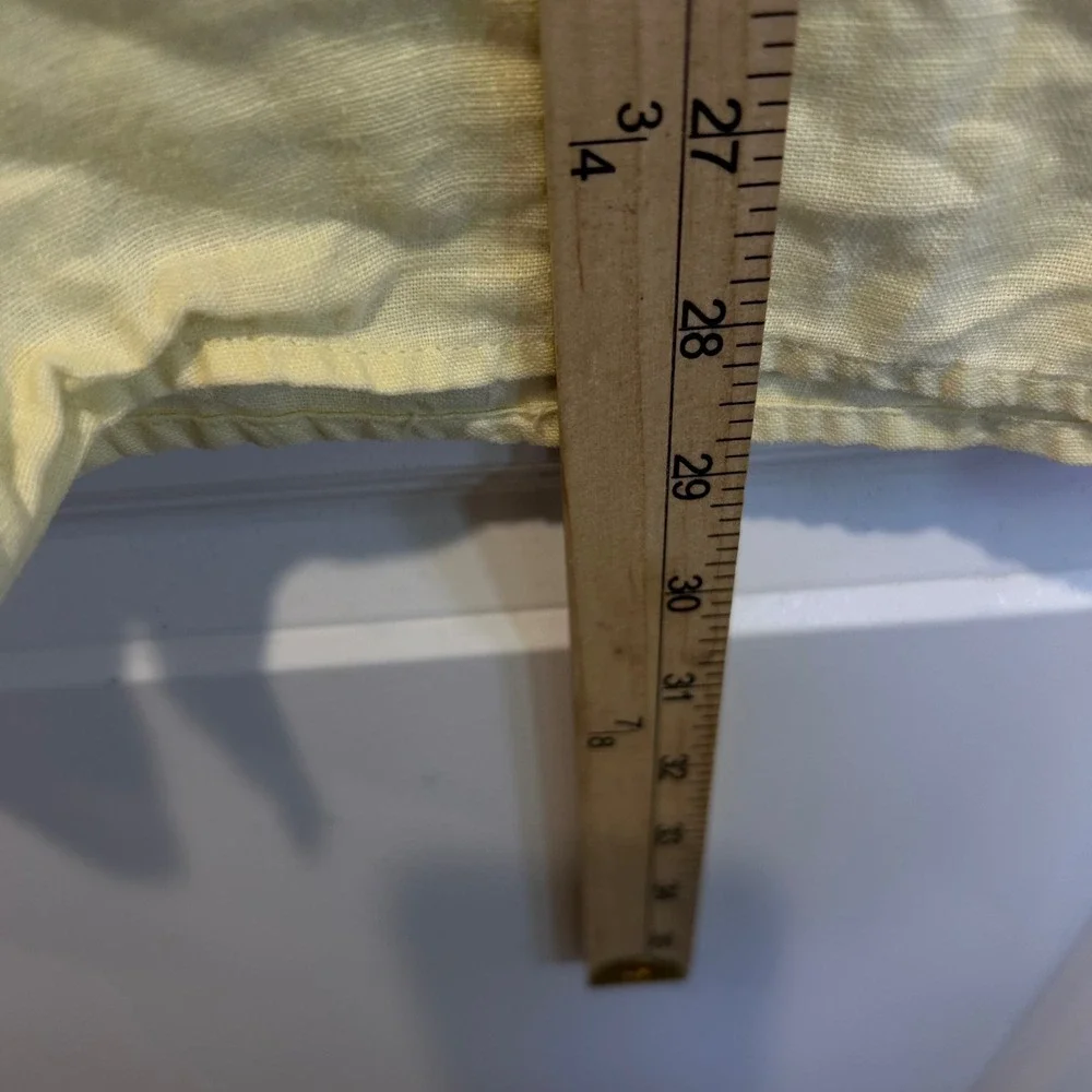 Pronto Uomo Mens Short Sleeve Button Down 100% Linen Shirt Yellow Size M
